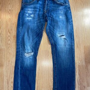 Jack & Jones Men's Slim/Glenn Distressed Blue Skinny Jeans